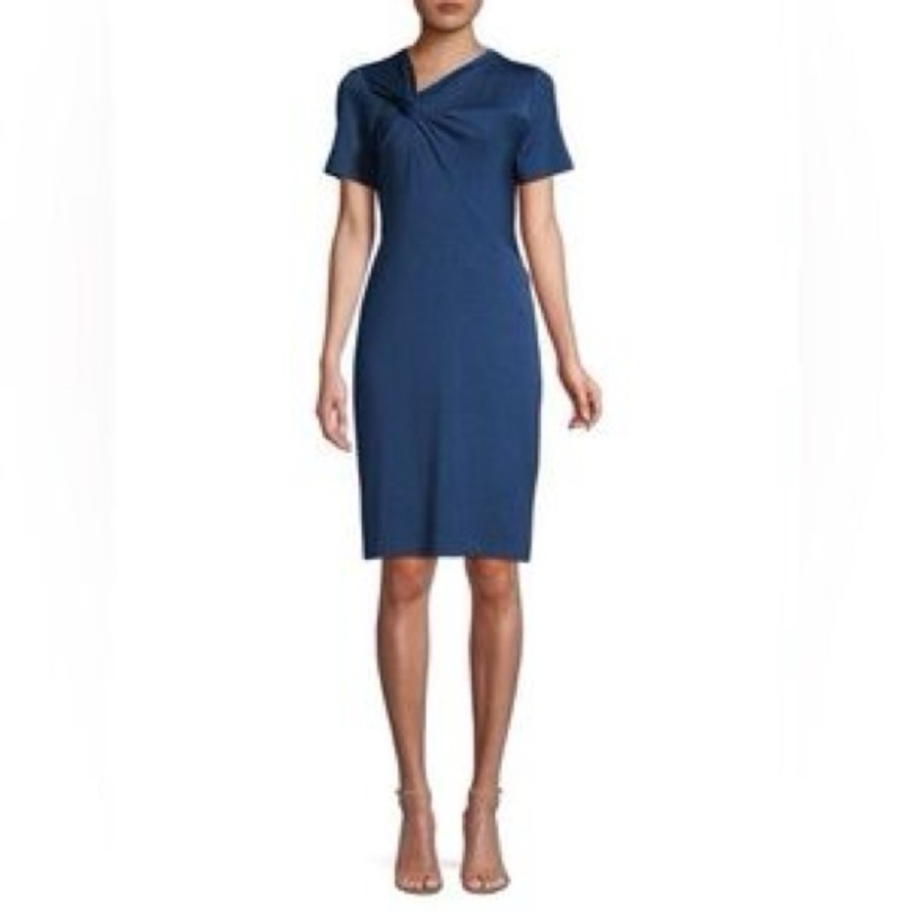 Elie Tahari Deidra Dress Short Sleeve Blue M